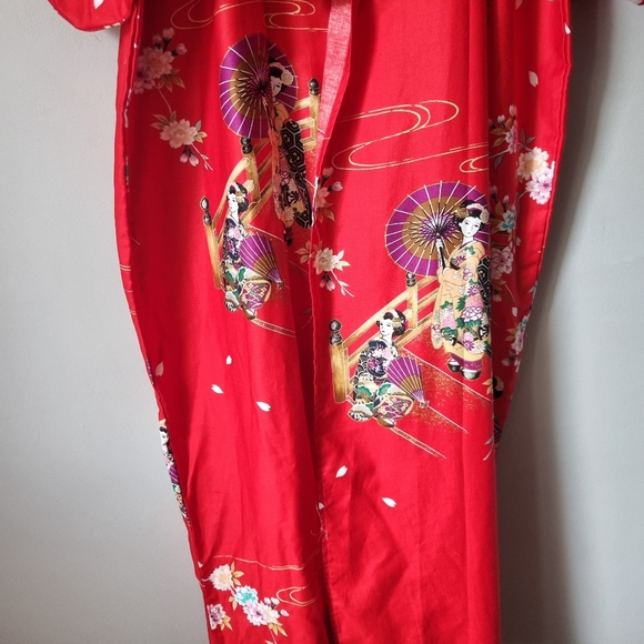 JUGUEMM Kimono Red Patterned Winged Sleeves Made in Japan Size Large - Picture 5 of 15